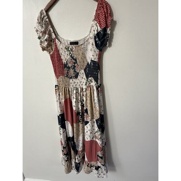 Urban Outfitters Tessie Smocked Dress Size M Prarie Midi Peasant Boho Festival - Picture 2 of 10